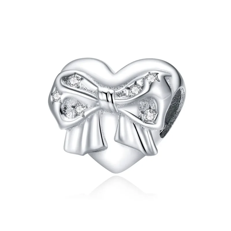 (image for) Pandora Style Silver Charm, Bow & Love Heart - BSC381 - Product Image