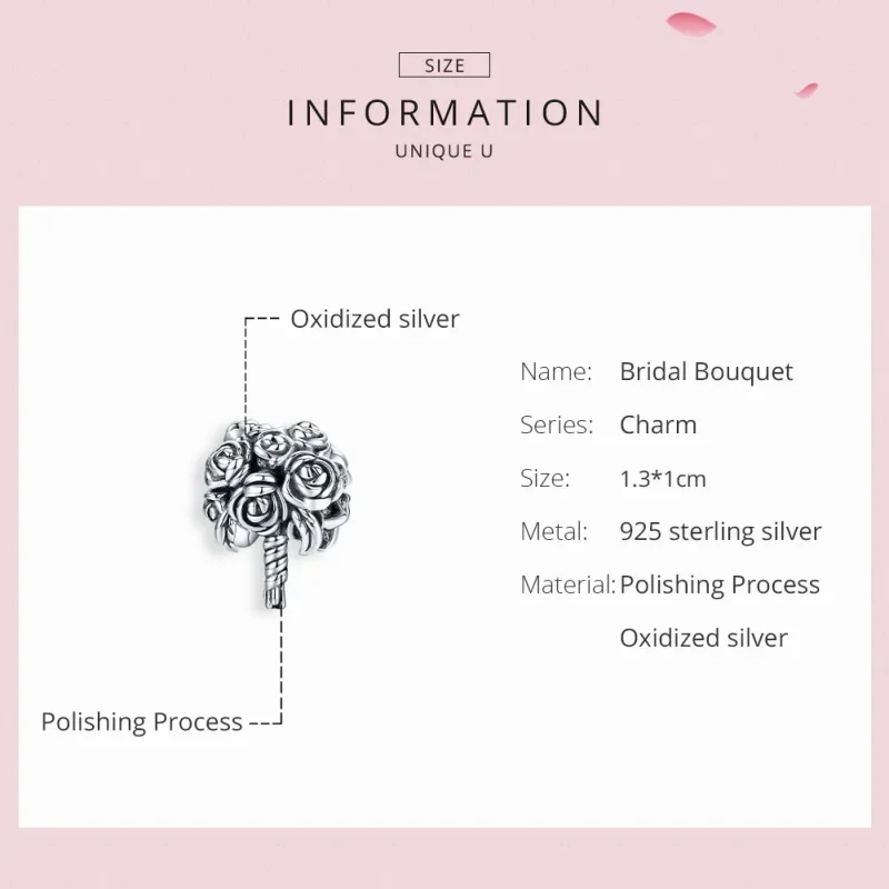 (image for) Pandora Style Silver Charm, Brdal Bouquet - SCC1566 - View 6