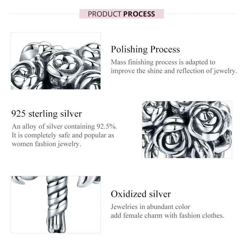 (image for) Pandora Style Silver Charm, Brdal Bouquet - SCC1566 - View 7