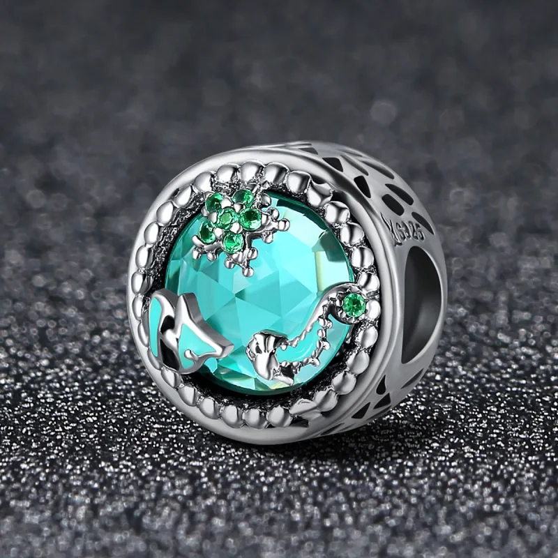 (image for) Pandora Style Silver Charm, Bright Stars, Green Enamel - SCC246 - View 3