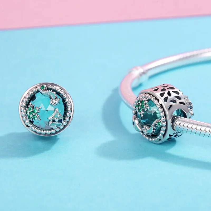 (image for) Pandora Style Silver Charm, Bright Stars, Green Enamel - SCC246 - View 4