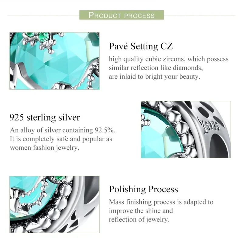(image for) Pandora Style Silver Charm, Bright Stars, Green Enamel - SCC246 - View 7