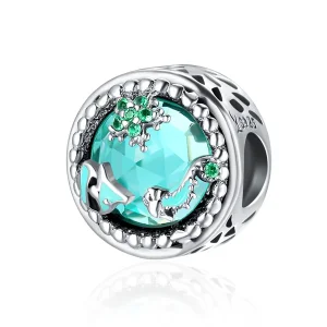 (image for) Pandora Style Silver Charm, Bright Stars, Green Enamel - SCC246