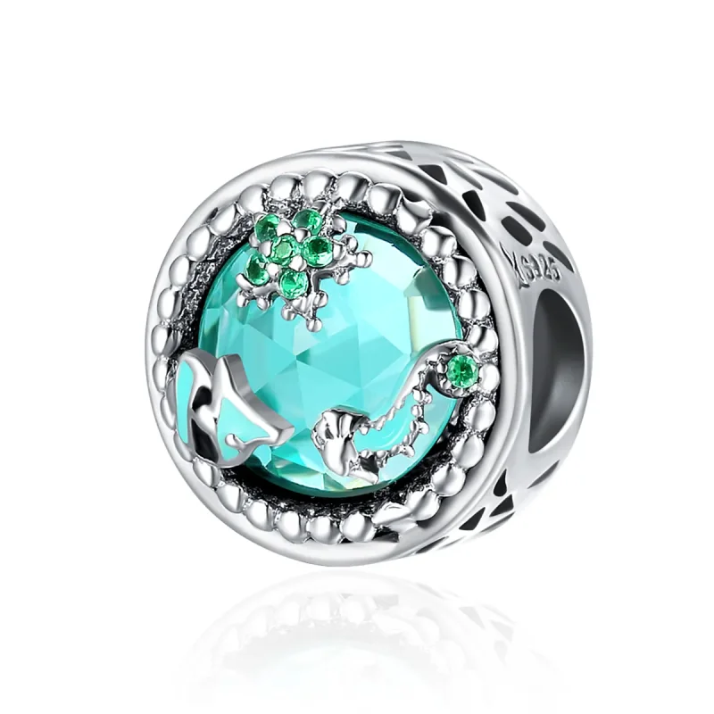(image for) Pandora Style Silver Charm, Bright Stars, Green Enamel - SCC246 - Product Image