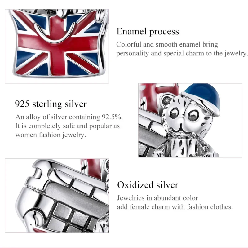 (image for) Pandora Style Silver Charm, British Gifts, Multicolor Enamel - SCC1740 - View 7