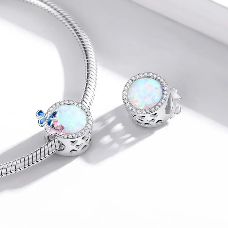 (image for) Pandora Style Silver Charm, Butterflies In Spring, Multicolor Enamel - SCC1730 - View 4