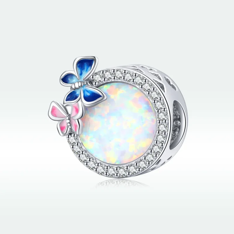 (image for) Pandora Style Silver Charm, Butterflies In Spring, Multicolor Enamel - SCC1730 - View 5