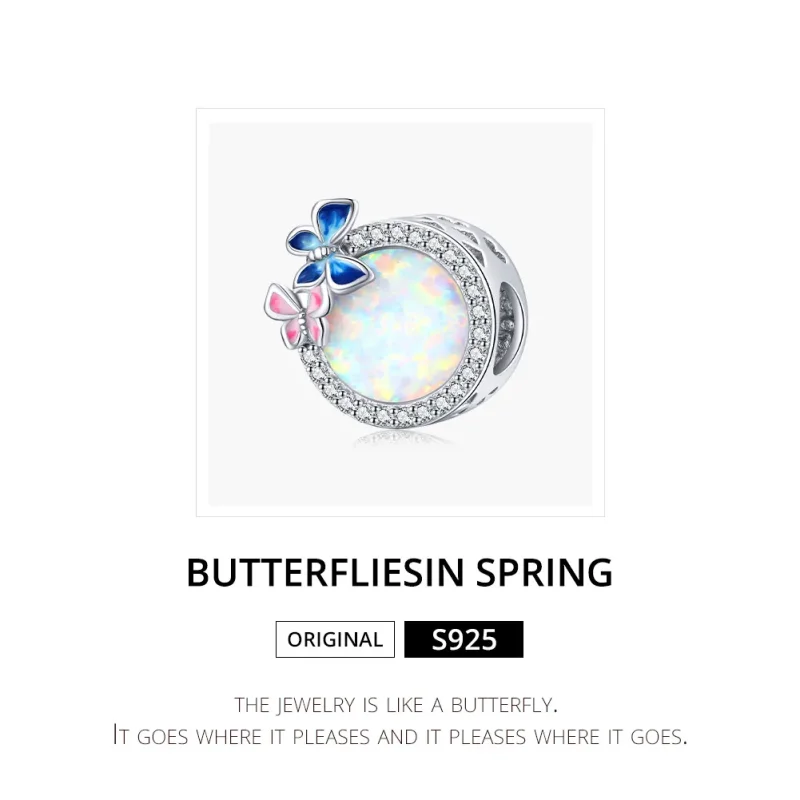 (image for) Pandora Style Silver Charm, Butterflies In Spring, Multicolor Enamel - SCC1730 - View 6
