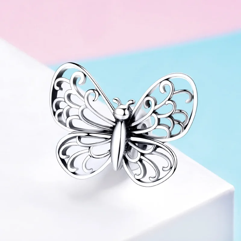 (image for) Pandora Style Silver Charm, Butterfly - BSC062 - View 2