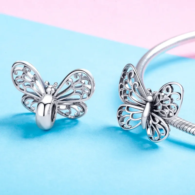 (image for) Pandora Style Silver Charm, Butterfly - BSC062 - View 4