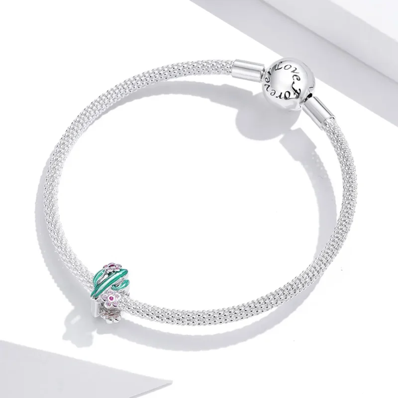 (image for) Pandora Style Silver Charm, Cactus, Multicolor Enamel - BSC261 - View 3