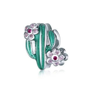 (image for) Pandora Style Silver Charm, Cactus, Multicolor Enamel - BSC261