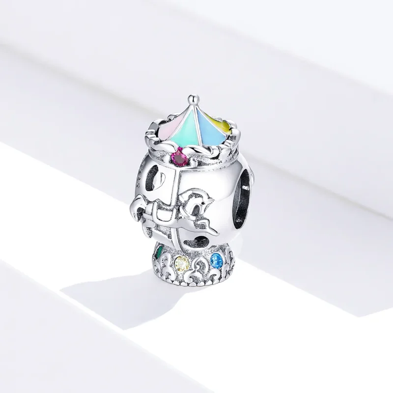(image for) Pandora Style Silver Charm, Carousel, Multicolor Enamel - SCC1499 - View 3