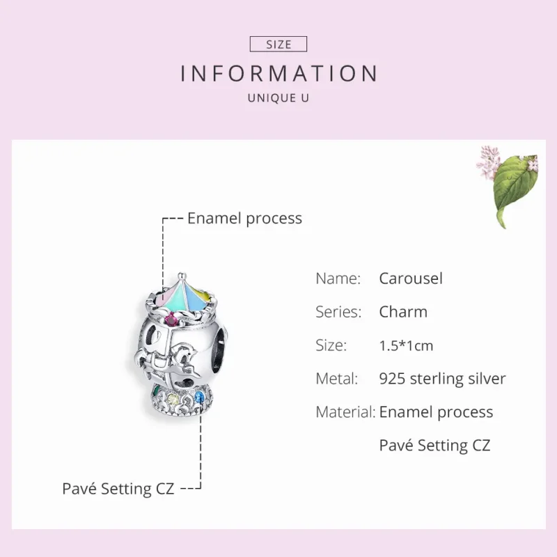 (image for) Pandora Style Silver Charm, Carousel, Multicolor Enamel - SCC1499 - View 7