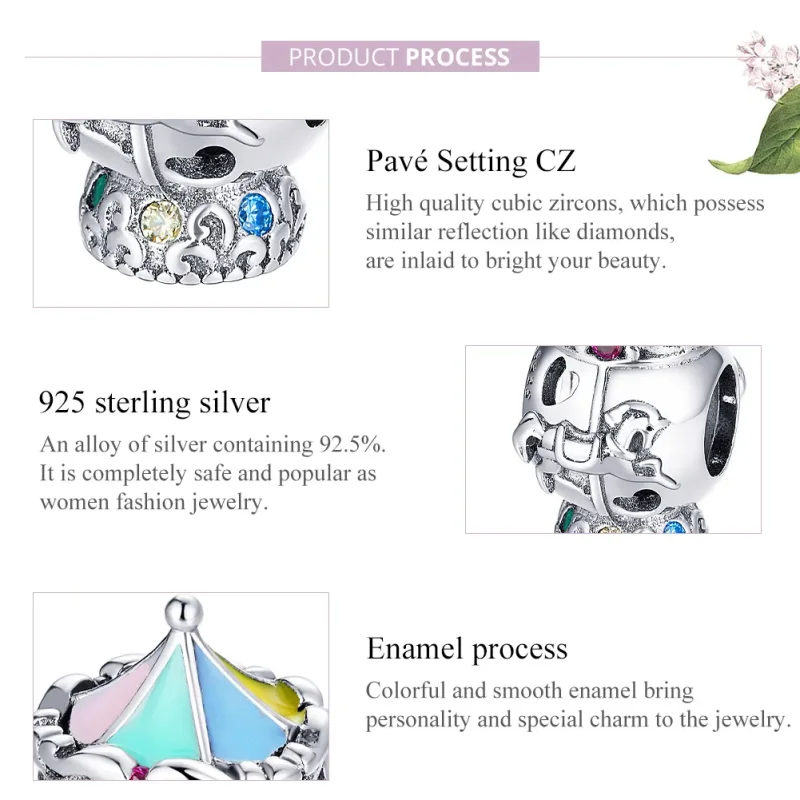 (image for) Pandora Style Silver Charm, Carousel, Multicolor Enamel - SCC1499 - View 8