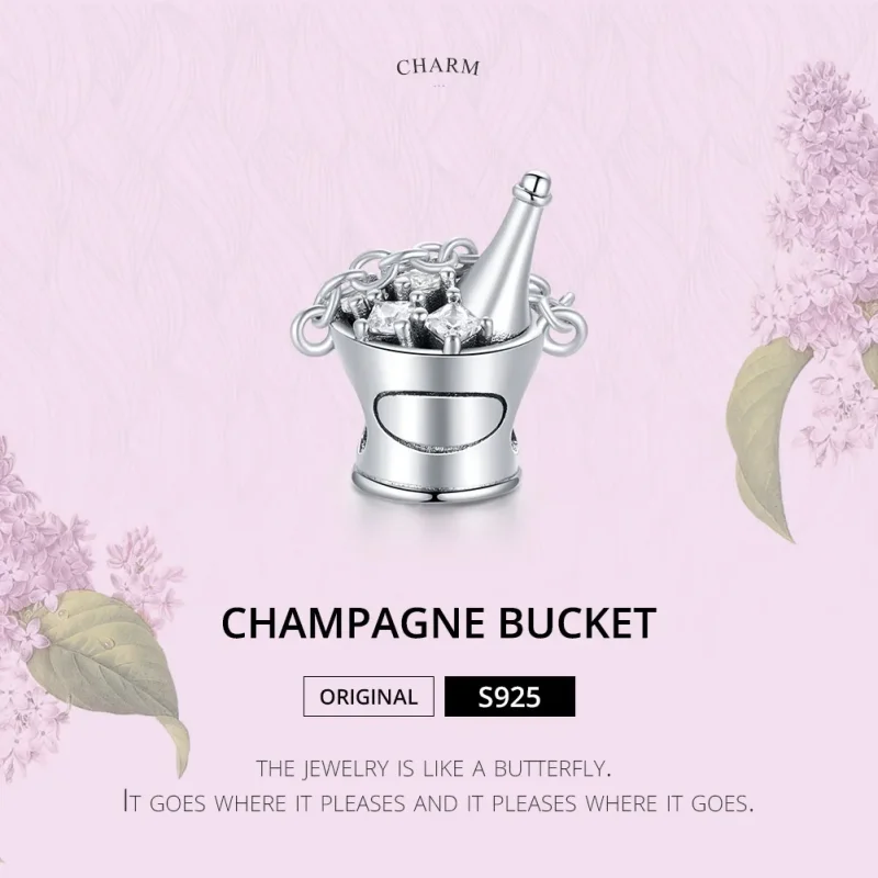 (image for) Pandora Style Silver Charm, Champagne Bucket - SCC1687 - View 6