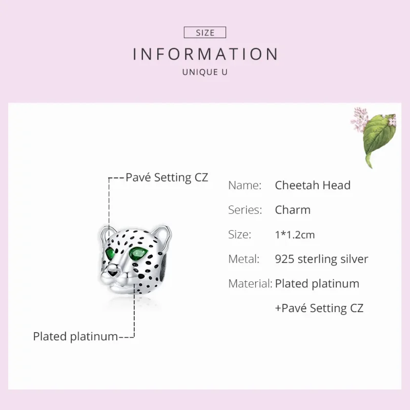 (image for) Pandora Style Silver Charm, Cheetah Head - SCC1675 - View 7