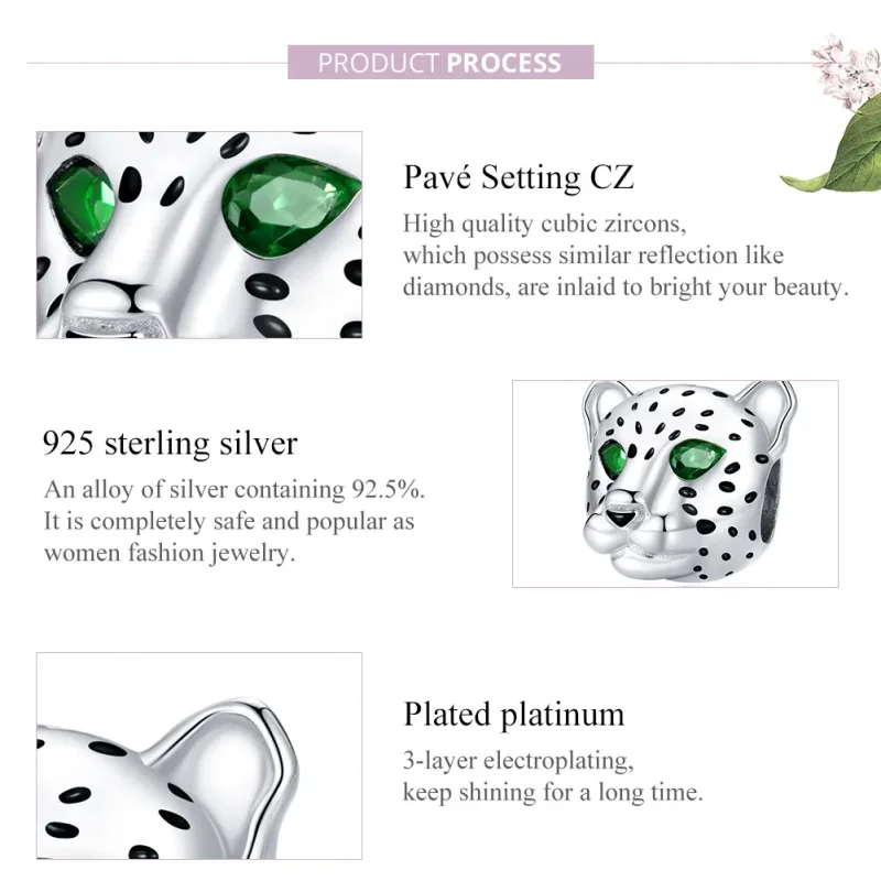 (image for) Pandora Style Silver Charm, Cheetah Head - SCC1675 - View 8