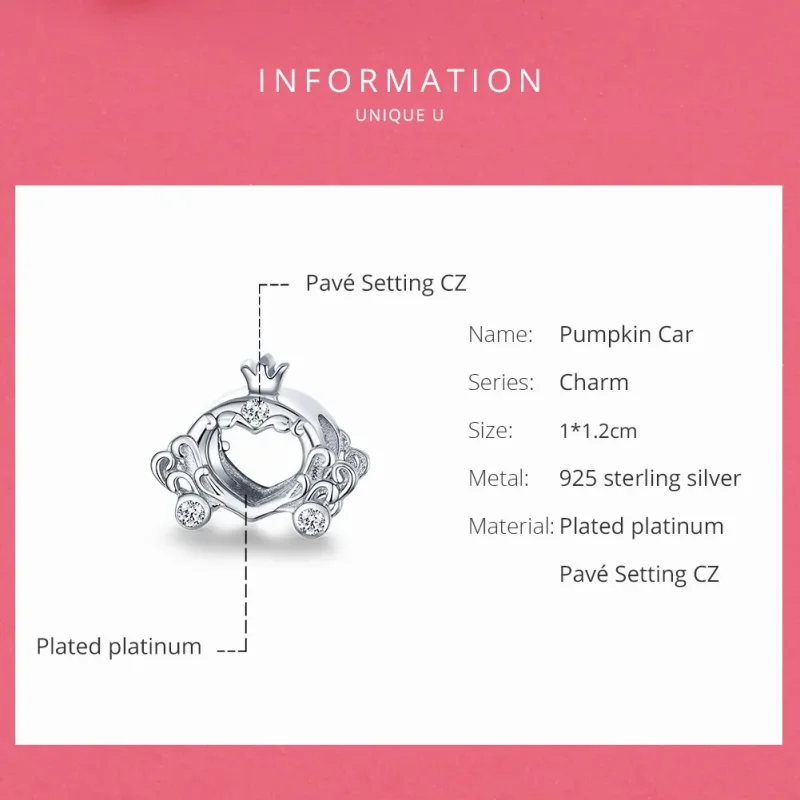 (image for) Pandora Style Silver Charm, Cinderella's Pumpkin Car - BSC270 - View 6