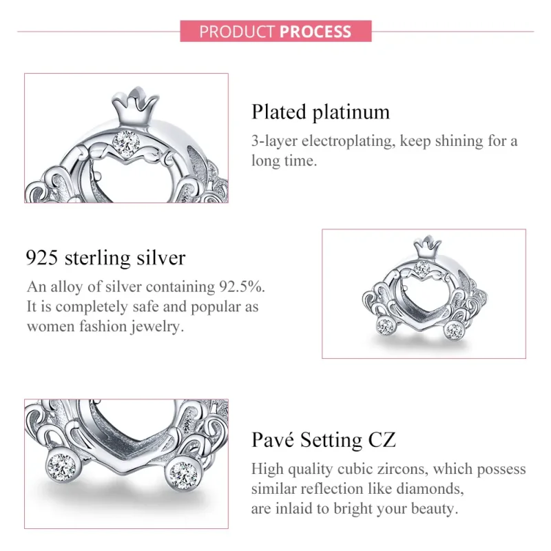 (image for) Pandora Style Silver Charm, Cinderella's Pumpkin Car - BSC270 - View 7