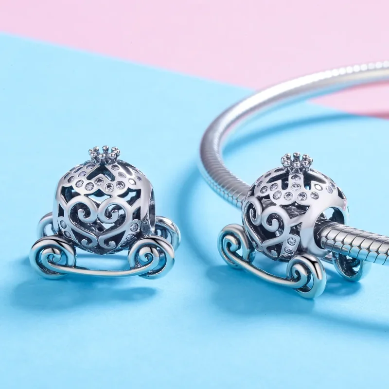 (image for) Pandora Style Silver Charm, Cinderella's Pumpkin Car - SCC792 - View 3