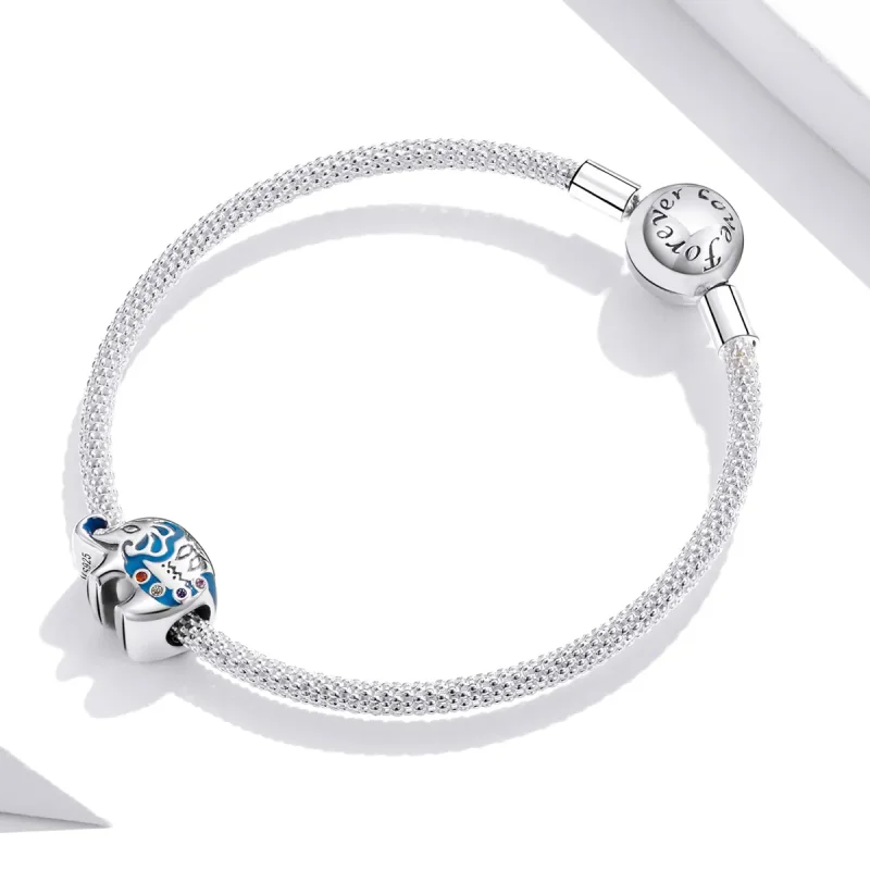 (image for) Pandora Style Silver Charm, Colorful Budding Elephant, Multicolor Enamel - SCC18 - View 3