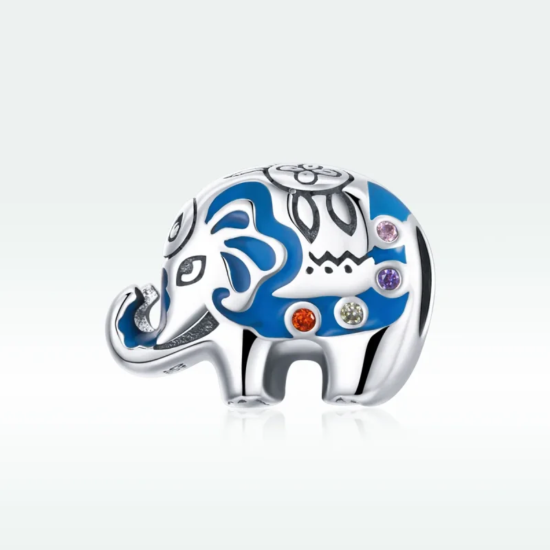 (image for) Pandora Style Silver Charm, Colorful Budding Elephant, Multicolor Enamel - SCC18 - View 5