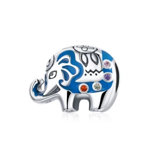 (image for) Pandora Style Silver Charm, Colorful Budding Elephant, Multicolor Enamel - SCC1821