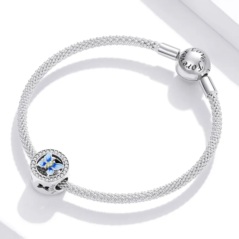 (image for) Pandora Style Silver Charm, Colorful Butterfly, Blue Enamel - SCC1682 - View 3