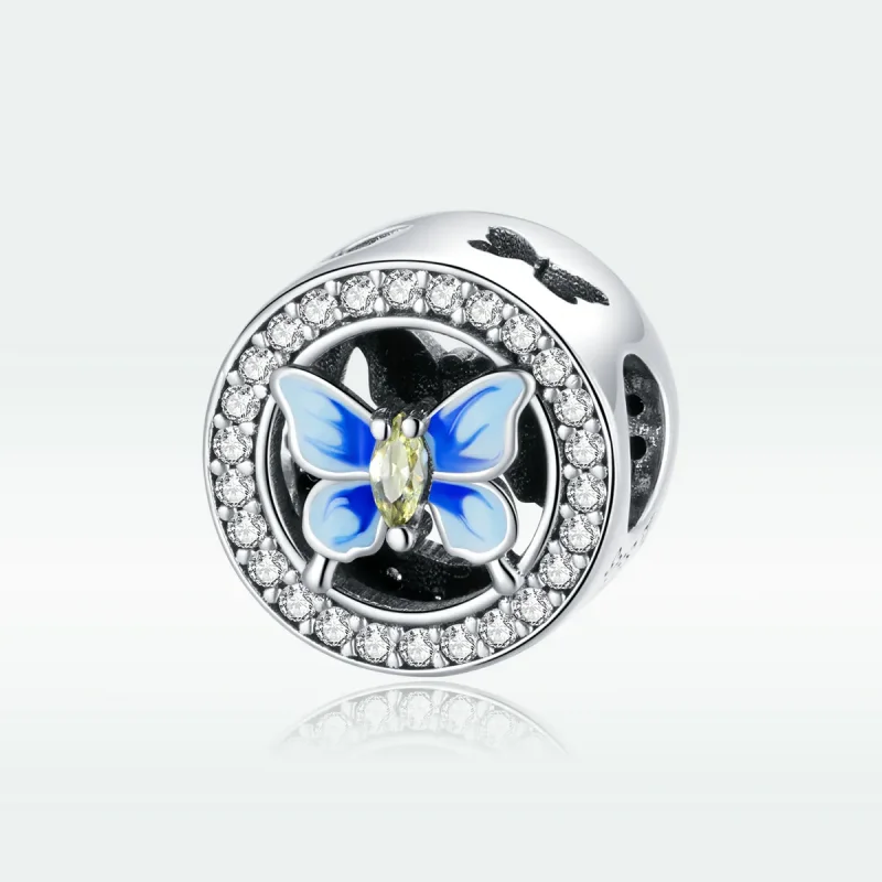 (image for) Pandora Style Silver Charm, Colorful Butterfly, Blue Enamel - SCC1682 - View 5