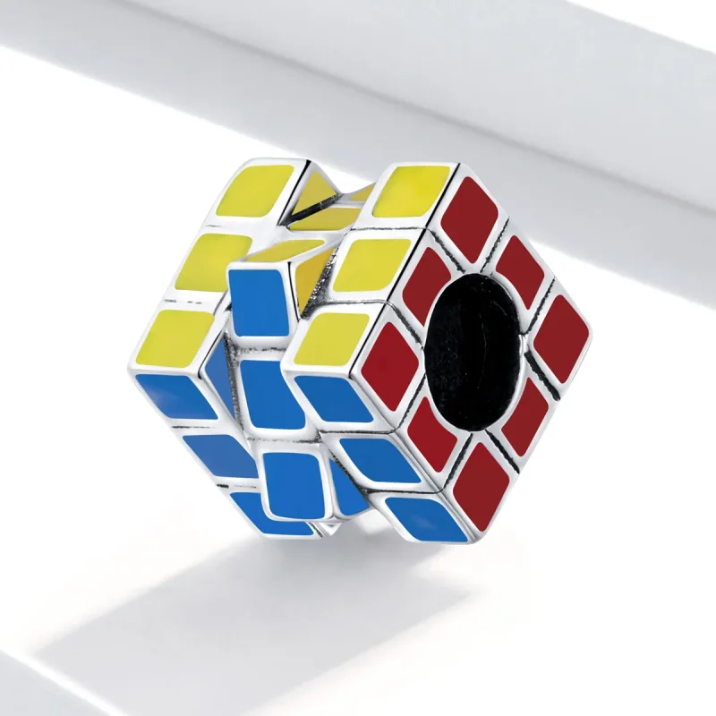 (image for) Pandora Style Silver Charm, Colorful Cube, Multicolor Enamel - SCC1640 - View 2