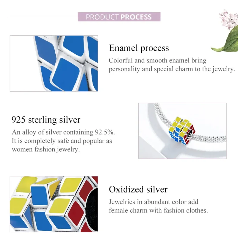 (image for) Pandora Style Silver Charm, Colorful Cube, Multicolor Enamel - SCC1640 - View 8