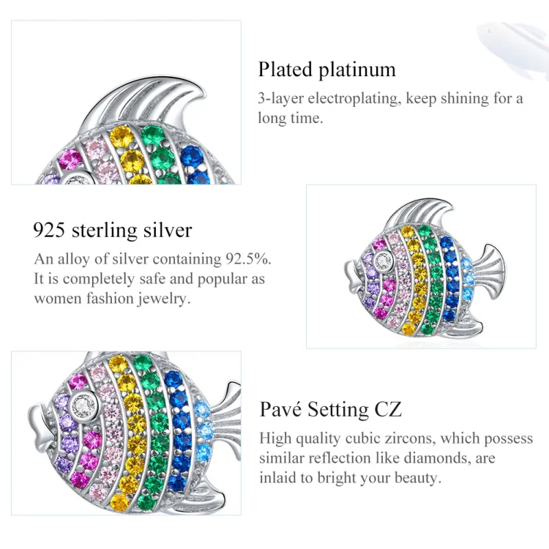 (image for) Pandora Style Silver Charm, Colorful Fish - SCC1803 - View 7