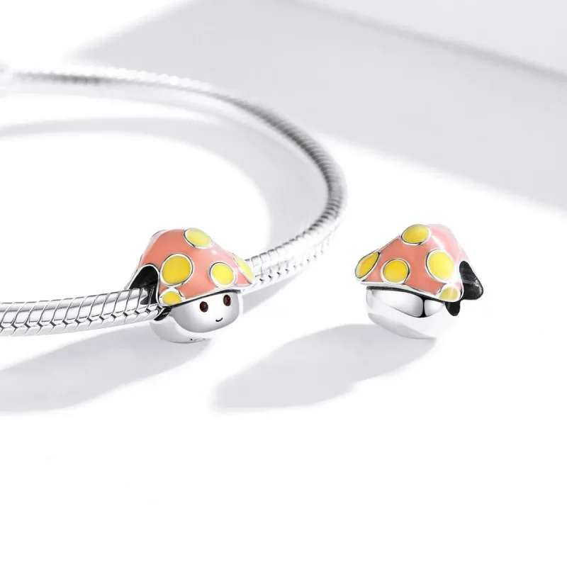 (image for) Pandora Style Silver Charm, Colorful Little Mushrooms, Multicolor Enamel - SCC18 - View 4