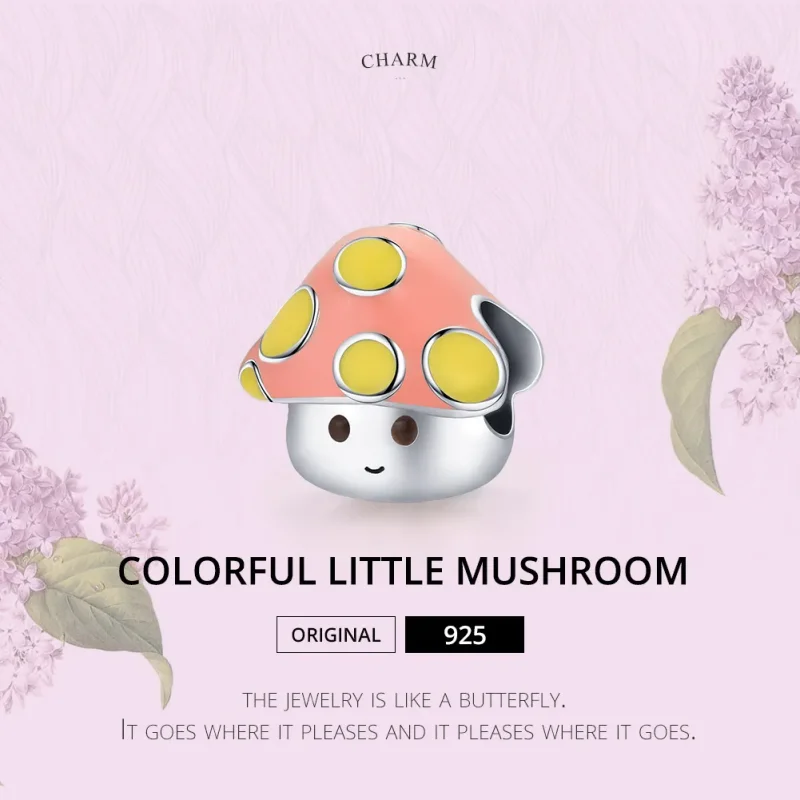 (image for) Pandora Style Silver Charm, Colorful Little Mushrooms, Multicolor Enamel - SCC18 - View 7