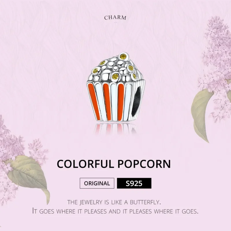 (image for) Pandora Style Silver Charm, Colorful Popcorn, Multicolor Enamel - SCC1596 - View 6