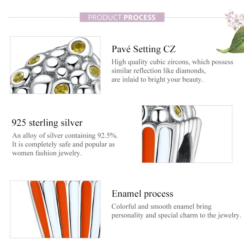 (image for) Pandora Style Silver Charm, Colorful Popcorn, Multicolor Enamel - SCC1596 - View 8