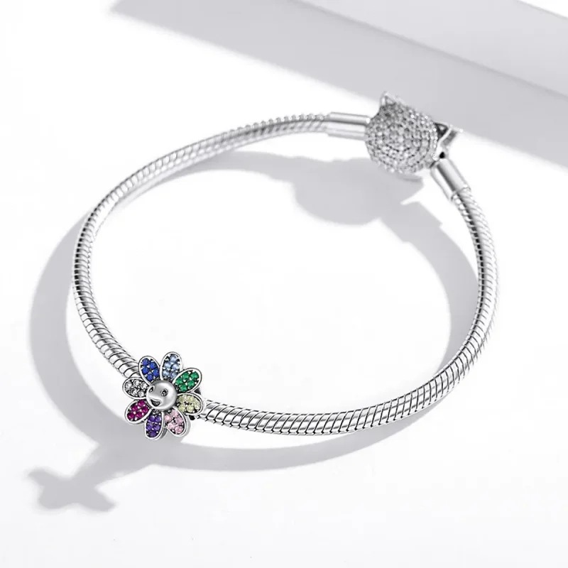 (image for) Pandora Style Silver Charm, Colorful Sunflower - SCC1701 - View 3