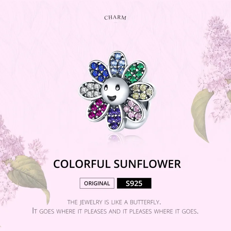(image for) Pandora Style Silver Charm, Colorful Sunflower - SCC1701 - View 6