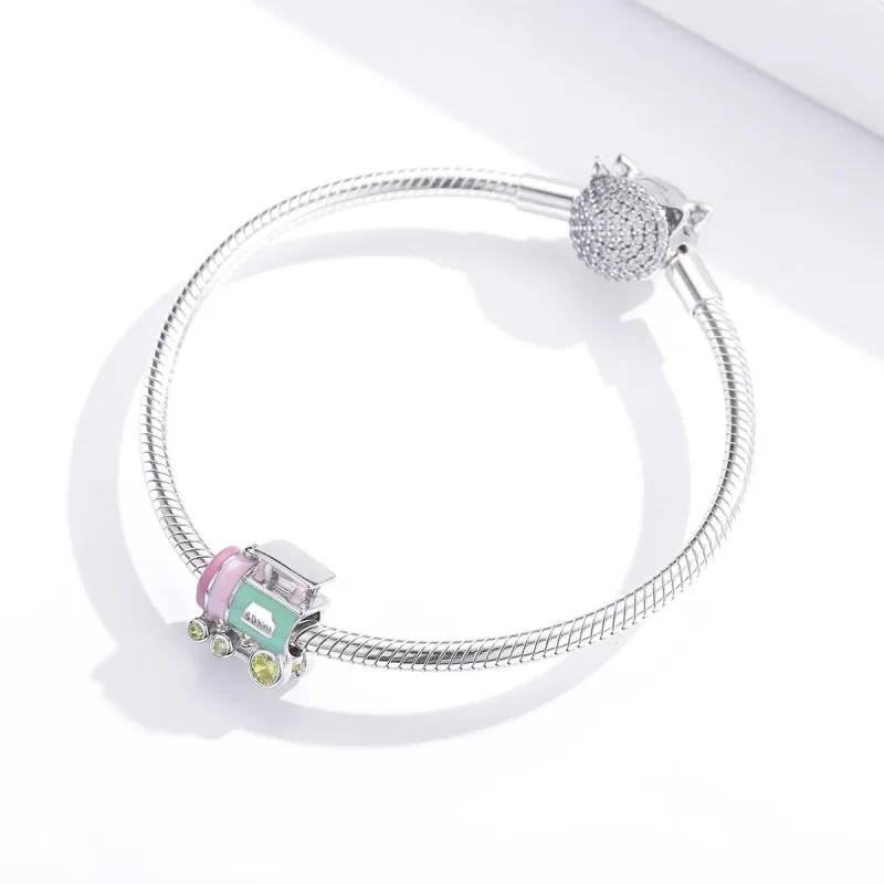 (image for) Pandora Style Silver Charm, Colorful Train, Multicolor Enamel - BSC289 - View 2