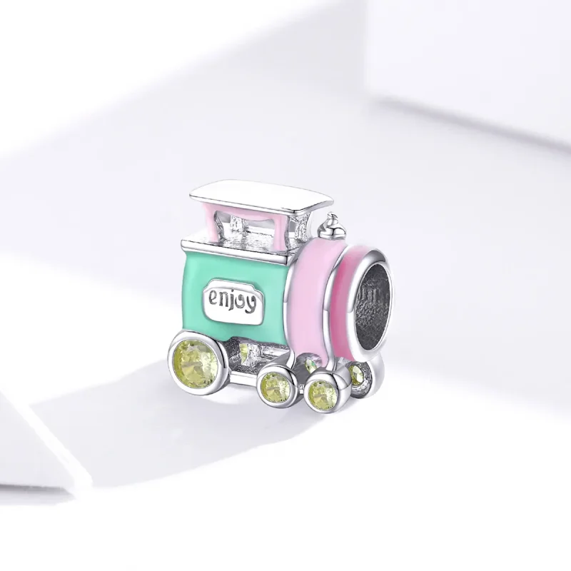 (image for) Pandora Style Silver Charm, Colorful Train, Multicolor Enamel - BSC289 - View 3