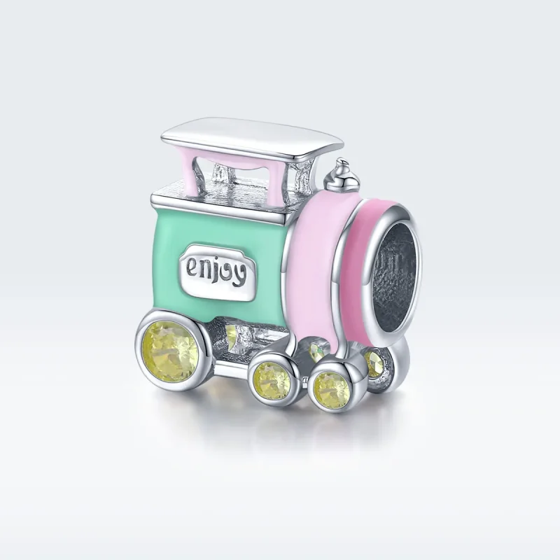 (image for) Pandora Style Silver Charm, Colorful Train, Multicolor Enamel - BSC289 - View 5