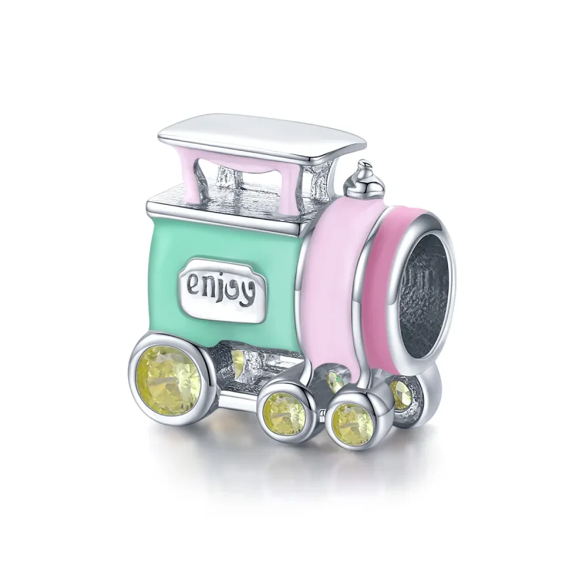(image for) Pandora Style Silver Charm, Colorful Train, Multicolor Enamel - BSC289 - Product Image