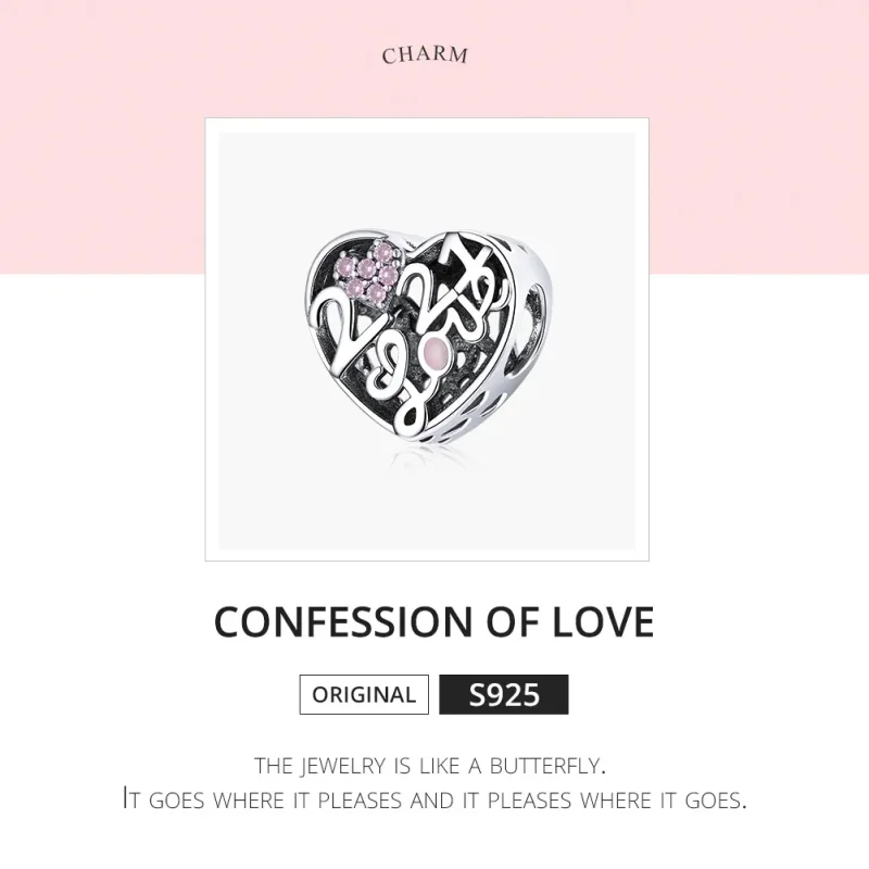 (image for) Pandora Style Silver Charm, Confession of Love 2021, Pink Enamel - SCC1743 - View 6