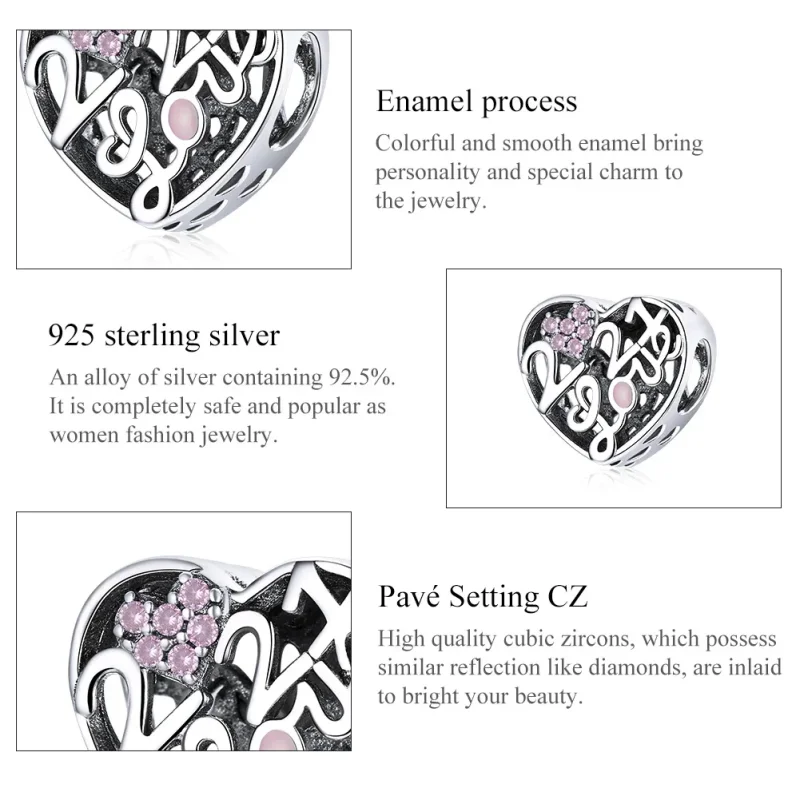 (image for) Pandora Style Silver Charm, Confession of Love 2021, Pink Enamel - SCC1743 - View 7