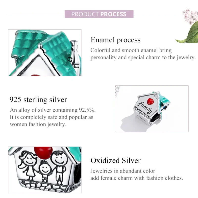 (image for) Pandora Style Silver Charm, Cozy Cottage, Multicolor Enamel - SCC1518 - View 8
