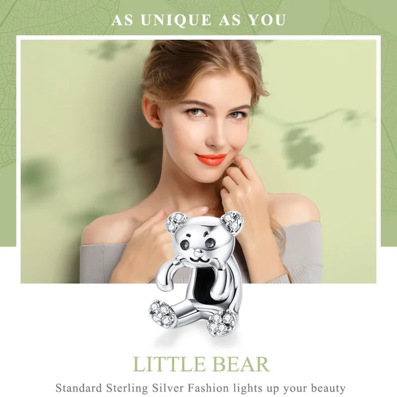 (image for) Pandora Style Silver Charm, Cute Bear - SCC984 - View 6