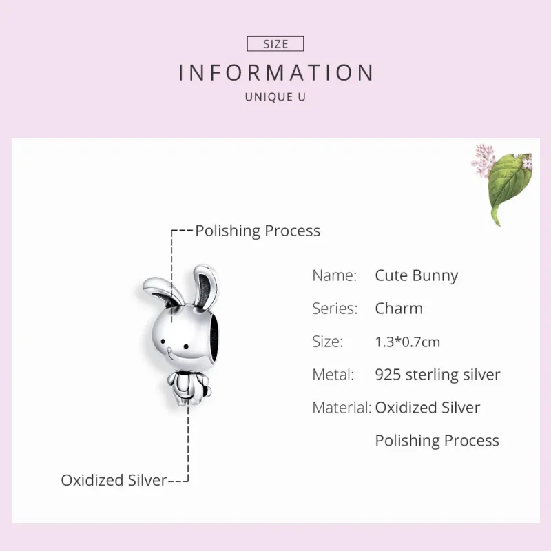 (image for) Pandora Style Silver Charm, Cute Bunny - SCC1517 - View 7