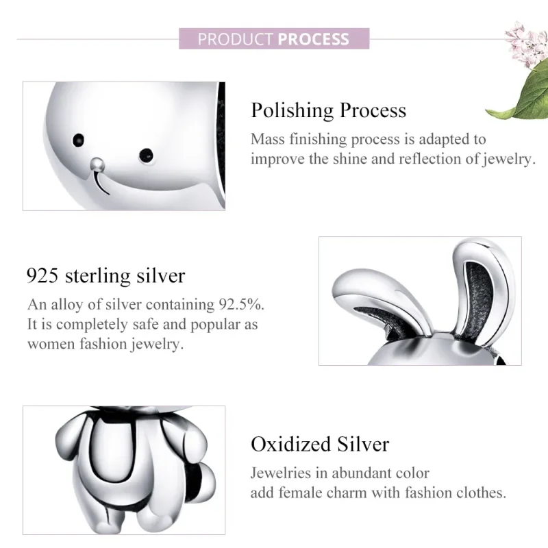 (image for) Pandora Style Silver Charm, Cute Bunny - SCC1517 - View 8