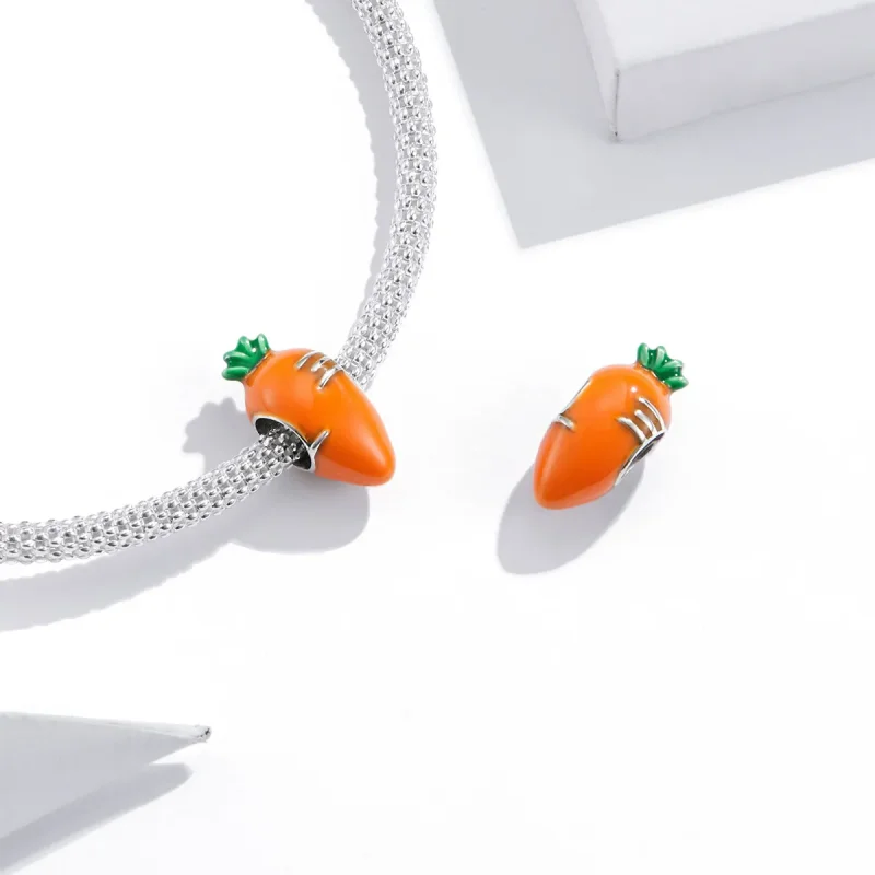 (image for) Pandora Style Silver Charm, Cute Carrot, Multicolor Enamel - SCC1591 - View 3